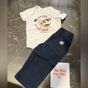 Carhartt Infant Set with Dog Design - White and Navy